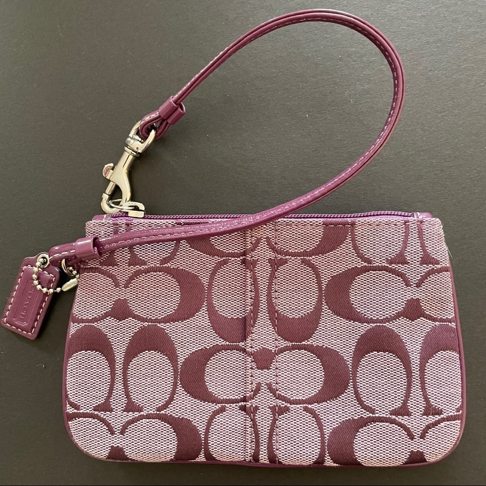 Coach purple plum signature wristlet EUC